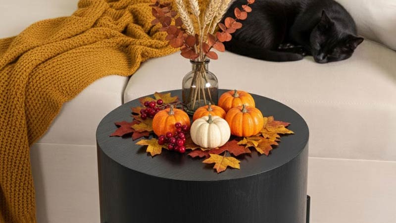 Okrągły stół kawowy - 5 pomysłów na jesienną dekorację