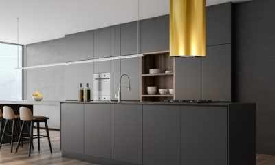 Okapy kuchenne w kolorze złota